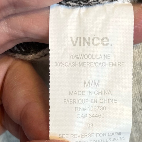 Vince Cardigan Variegated Stripe Oversized Knit Wool/Cashmere Cream/Gray M EUC - Picture 8 of 9